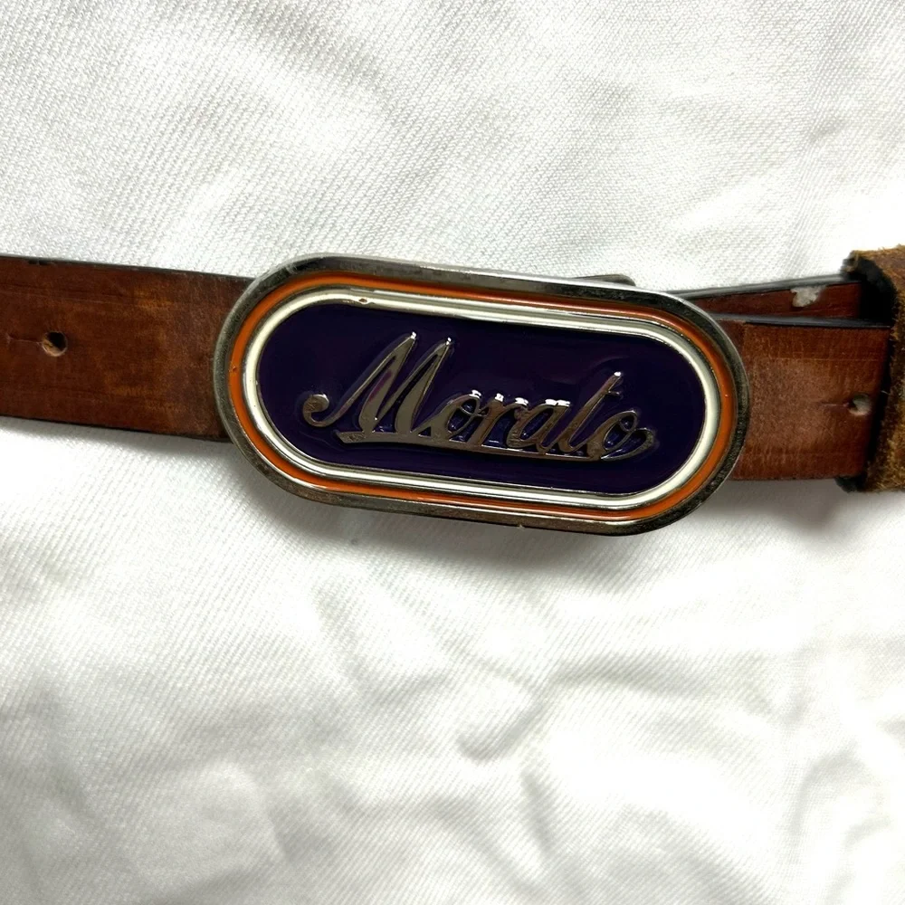 Antony Morato Leather Belt Sz Large Logo Buckle Fastening Brown